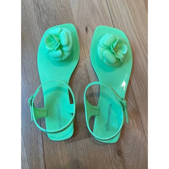 Jeffrey Campbell Sandal Fleurisse Like Green Flower Ankle Strap 8 NWOT - Picture 2 of 6